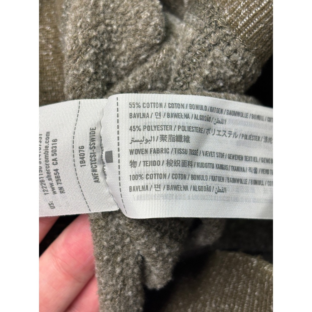Abercrombie & Fitch Mens Medium Olive Marled Sweatshirt Elbow Patches Pocket - Picture 4 of 9